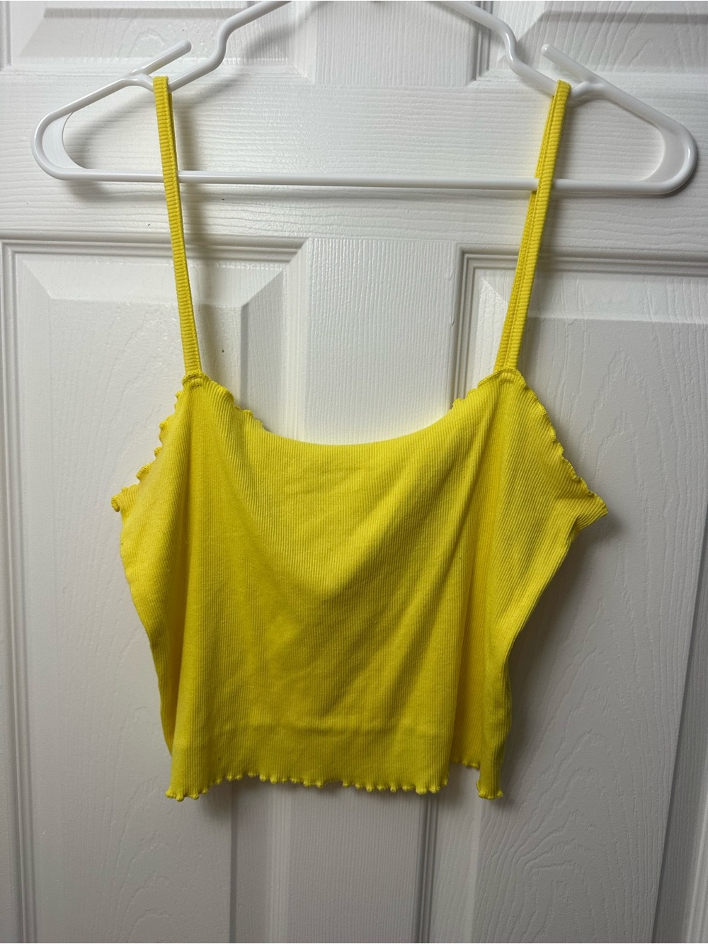 Topshop Bright Yellow Ribbed Cropped Camisole